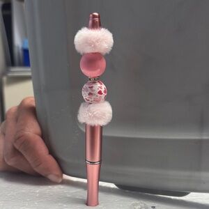 Pink Pen with Pom Poms